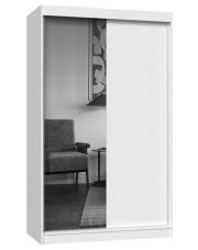 Biała garderoba dwudrzwiowa 120 cm z 1 lustrem - Cetris 9X w sklepie Edinos.pl