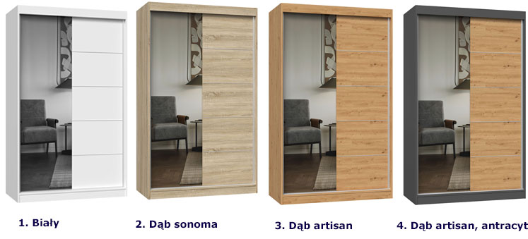 Kolory szafy przesuwnej 120 cm Stoflis 10X