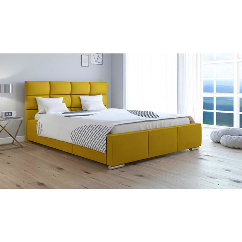 Wizualizacja aranżacji z podwójnym żółtym łóżkiem Campiono 3X