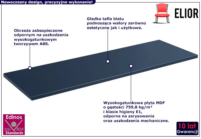 Prostokątny granatowy blat łazienkowy Satino 8X 140 cm