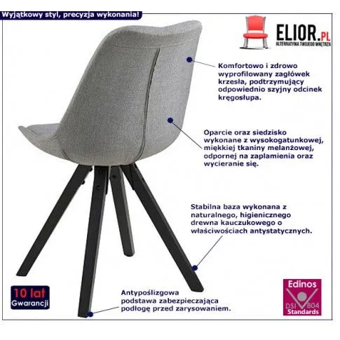 Fotografia Krzesło tapicerowane Goldin 2X - szary + czarny z kategorii Krzesła