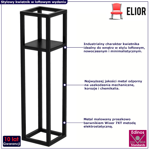 Czarny stojak na kwiaty z metalu Moonstone 5X