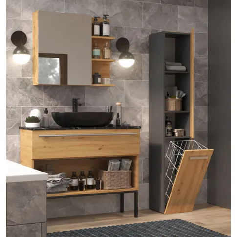 nowoczesna łazienka z zastosowaniem słupka lazienkowego merimo 6x artisan antracyt