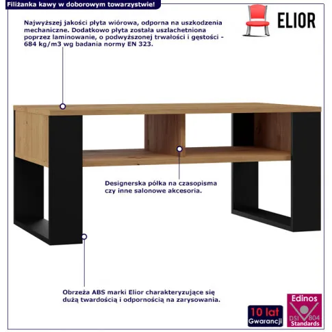 infografika prostokątnego stolika kawowego do salonu suri 5x