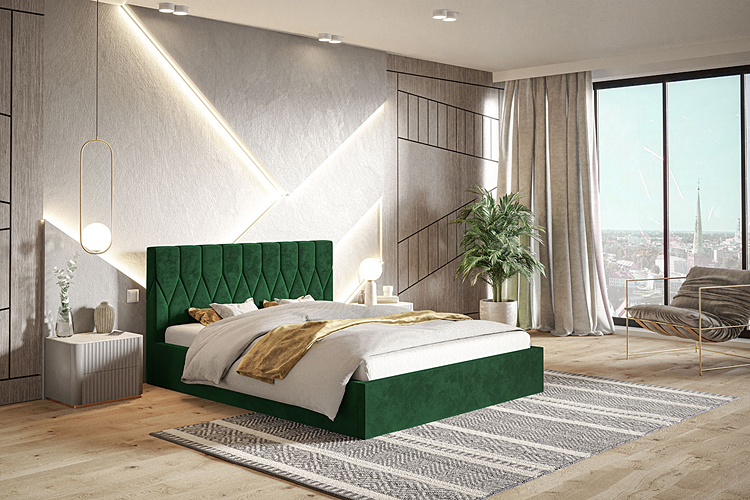 Aranżacja z tapicerowanym łóżkiem Mallon 3X