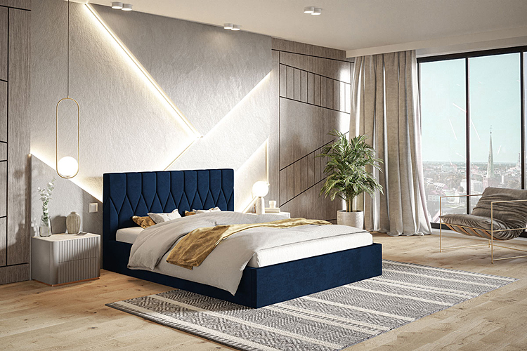 Aranżacja z tapicerowanym łóżkiem Mallon 3X