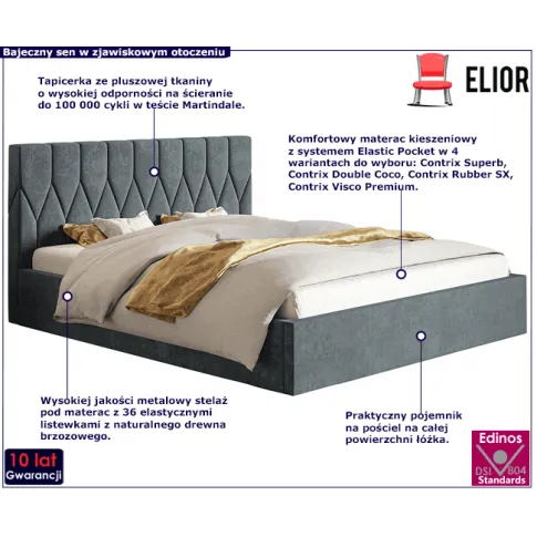 Tapicerowane łóżko metalowym stelażem 180x200 Mallon 4X
