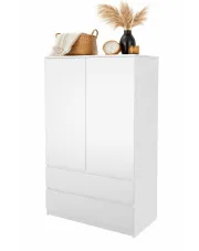 Biała szafa dwudrzwiowa z szufladami - Zina w sklepie Edinos.pl