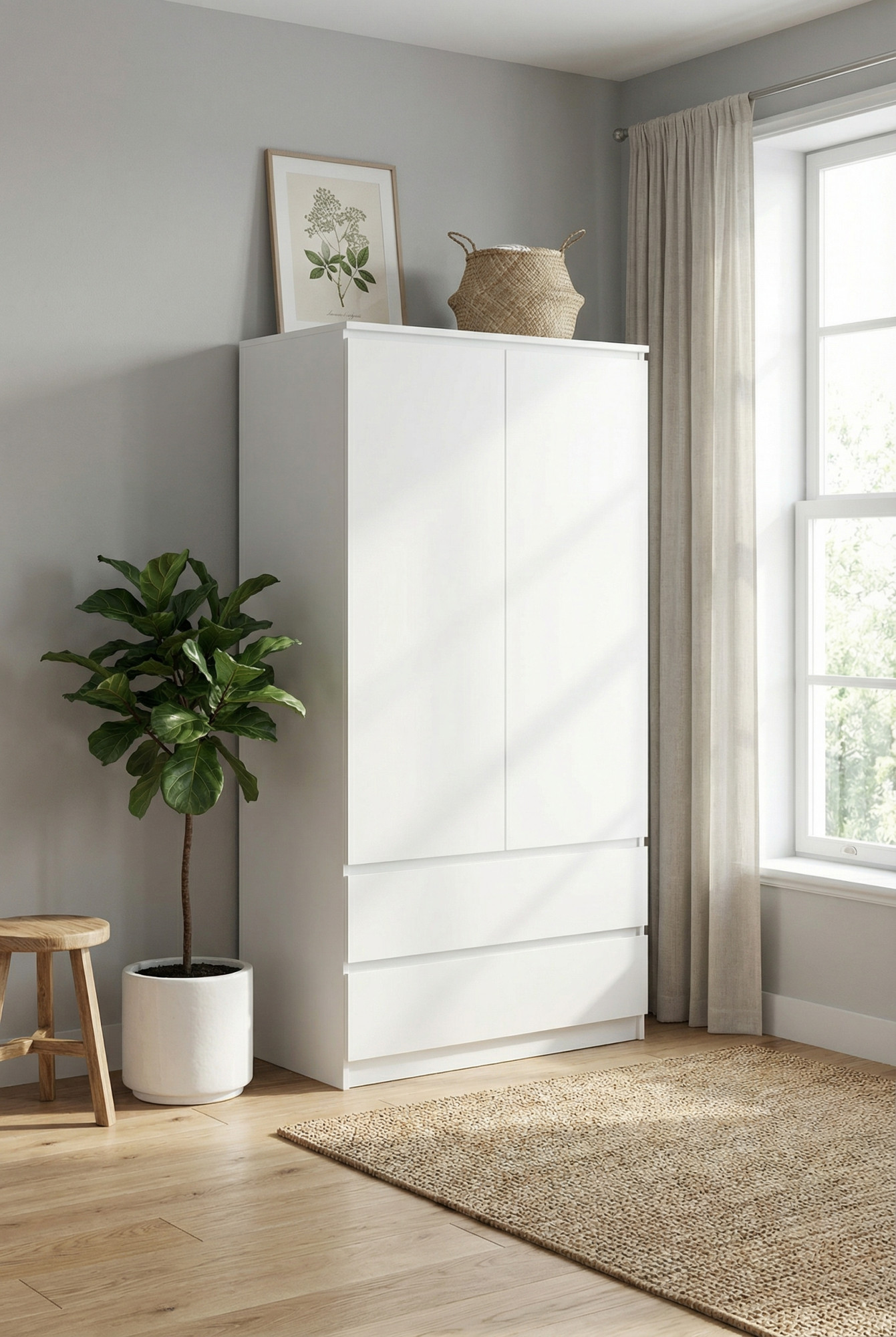 Biała szafa Zina w nowoczesnym wnętrzu