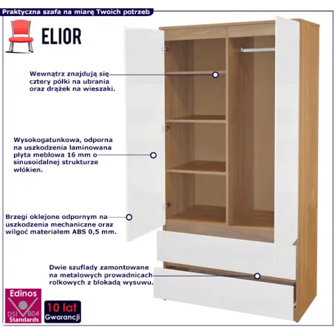 Garderoba na ubrania do sypialni Dagi