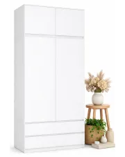 Biała szafa na ubrania z nadstawką - Texan w sklepie Edinos.pl