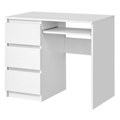 Białe lewostronne biurko komputerowe Omega