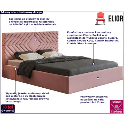 Tapicerowane łóżko metalowym stelażem 180x200 Clemont 4X