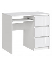 Białe biurko prawostronne z szufladami w połysku - Omega 3X w sklepie Edinos.pl