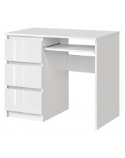 Białe biurko lewostronne z szufladami w połysku - Omega 3X w sklepie Edinos.pl