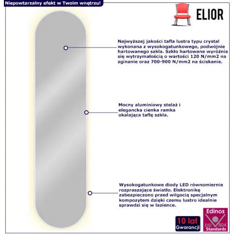 infografika nowoczesnego lustra owalnego led 155x40 fonsi 4x