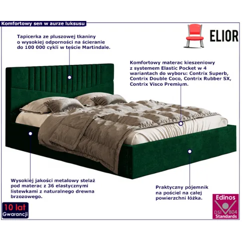 Tapicerowane łóżko metalowym stelażem 140x200 Landes 4X