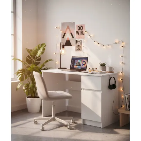 Białe minimalistyczne biurko komputerowe   Tomla