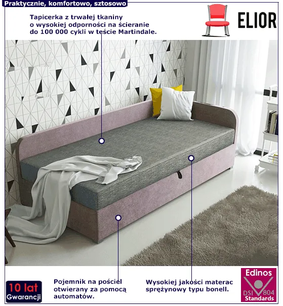 Tapicerowane łóżko tapczan dla dzieci Tuwini