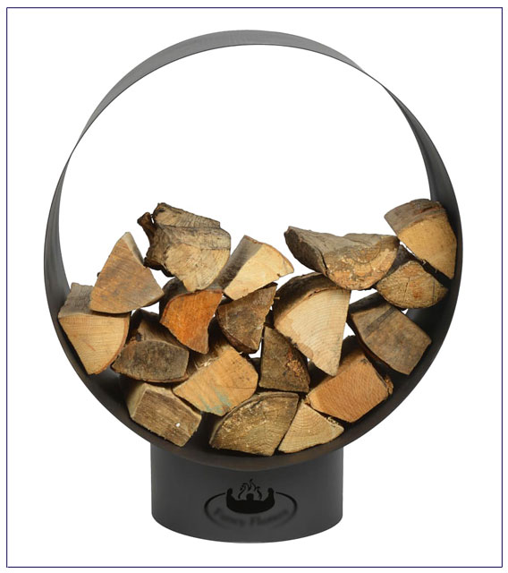 Okrągły nowoczesny stelaż na drewno do kominka Biza