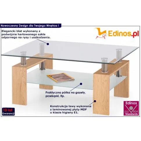 Fotografia Ława szklana Randi - dąb złoty z kategorii Ławy i stoliki