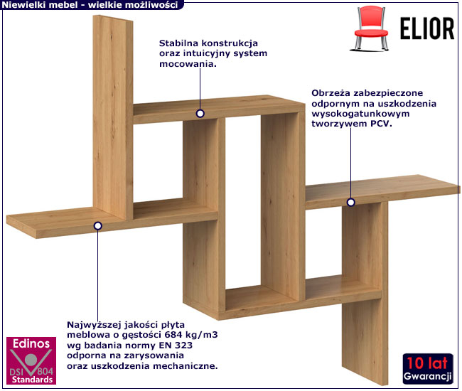 Półka ścienna w kolorze dąb artisan Deila