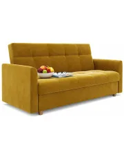 Musztardowa rozkładana wersalka na sprężynach - Leksi w sklepie Edinos.pl