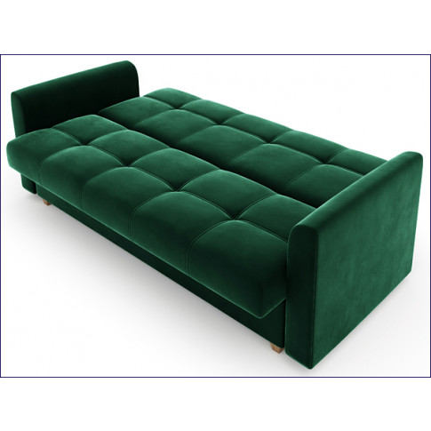Zielona rozkładana kanapa z pojemnikiem Sondra