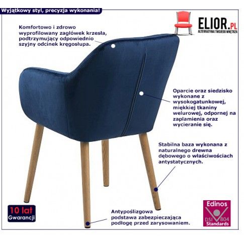 Fotografia Tapicerowany pikowany fotel Erino - niebieski z kategorii Krzesła