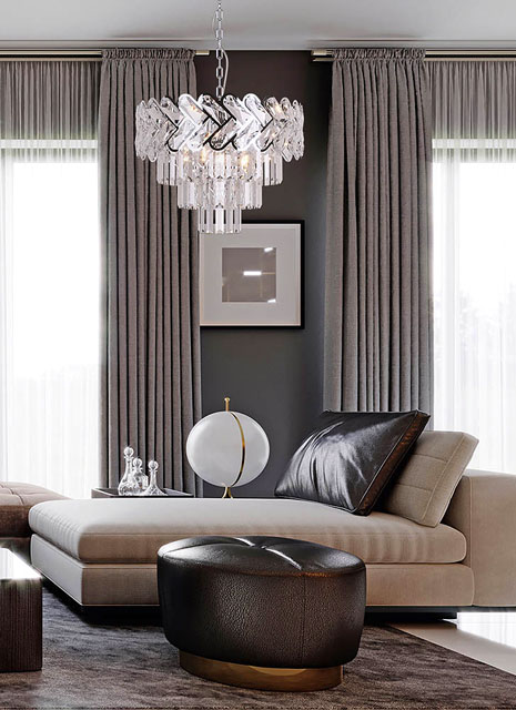 Okrągły srebrny żyrandol kryształowy do salonu S880-Arezzo