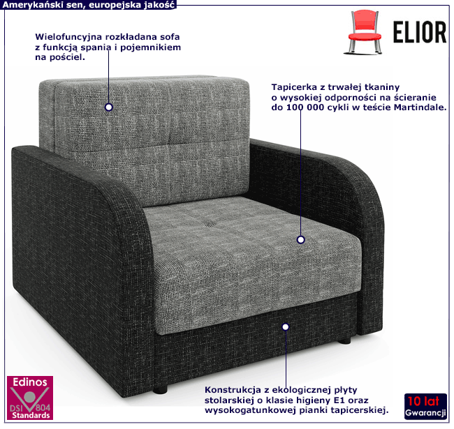 Fotel rozkładany Elian 3X