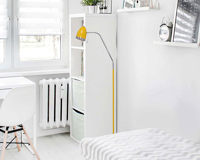 Żółta lampa podłogowa do pokoju młodzieżowego P706-Jarina