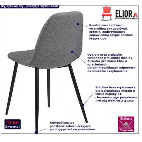 Fotografia Krzesło tapicerowane Karlo - szare z kategorii Krzesła tapicerowane