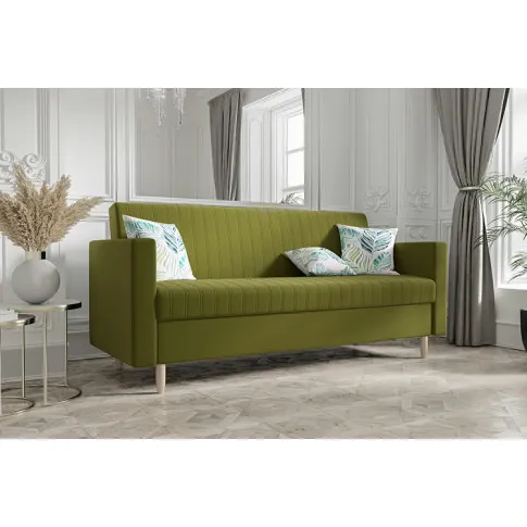 Wizualizacja aranżacji z limonkową wersalką Berit