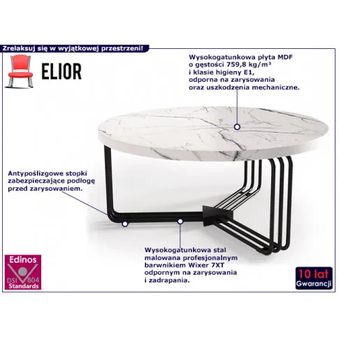 Okragly marmurkowy stolik kawowy Narla 3X