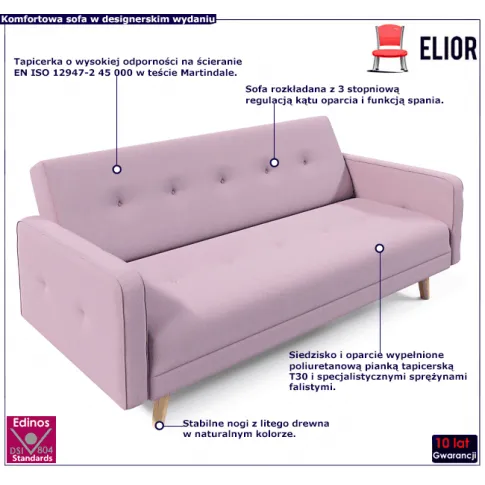 Kanapa w kolorze różowym Benita