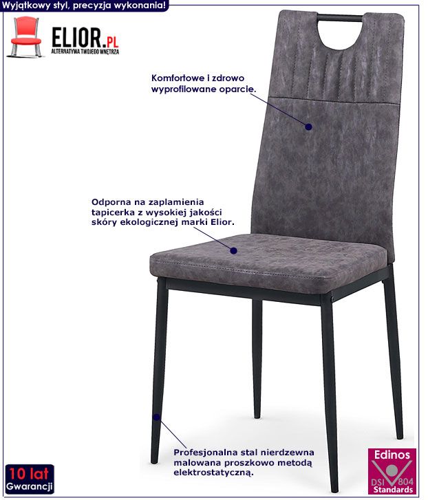 Szare krzesło kuchenne w industrialnym stylu Ofio