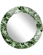 Zielone okrągłe lustro w ramie z motywem roślinnym - Tutori 4X w sklepie Edinos.pl