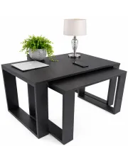 Zestaw czarnych prostokątnych stolików kawowych - Fareo 4X w sklepie Edinos.pl