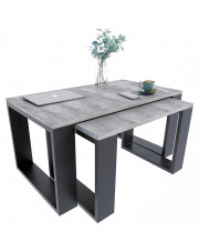 Komplet dwóch stolików kawowych beton + czarny - Juna 4X