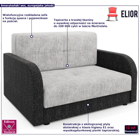Sofa rozkładana popielata grafitowa Folken 4X