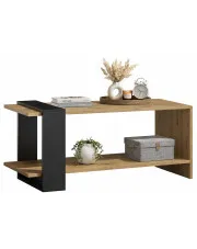 Prostokątna ława z półką dąb artisan + czarny - Preis w sklepie Edinos.pl