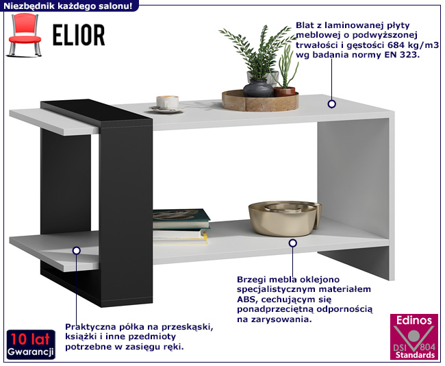 Nowoczesna biała prostokątna ława Preis