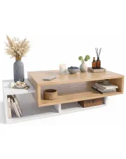 Nowoczesna ława do salonu dąb artisan + biały - Hiza w sklepie Edinos.pl