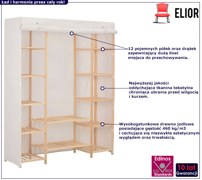 Biała szafa tekstylna z półkami Erivox 5X