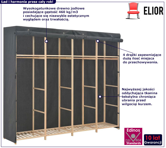 Biała szafa tekstylna z półkami Erivox 7X