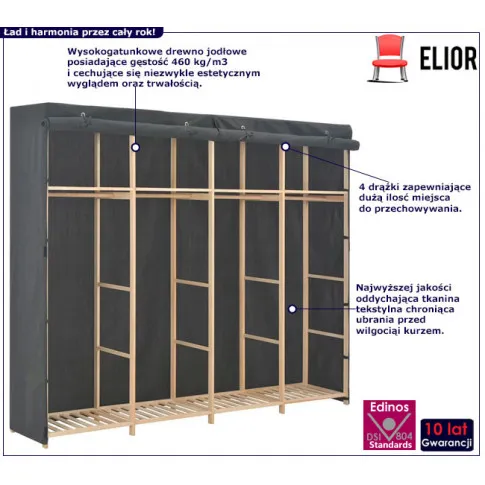 Grafitowa szafa Gerom 6X