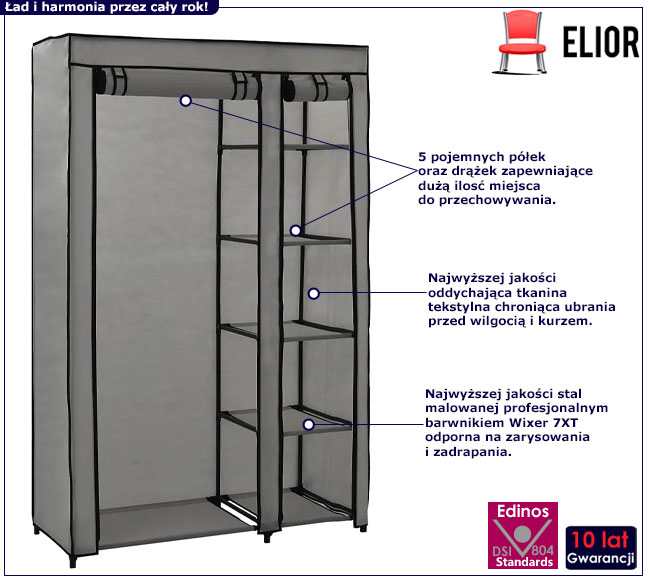 Szafa tekstylna z półkami Gerom 5X