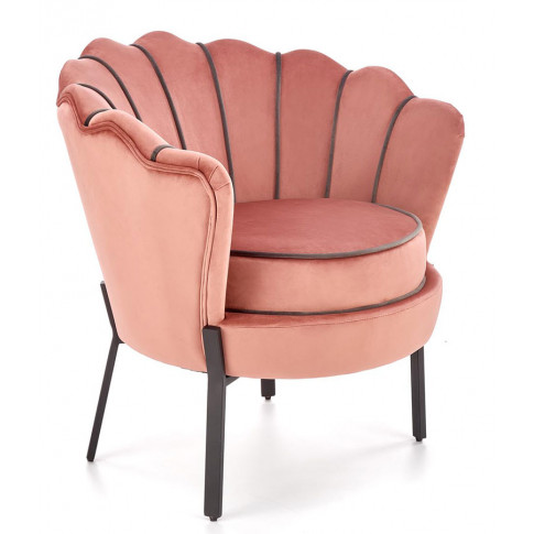Różowy welurowy fotel Esmar