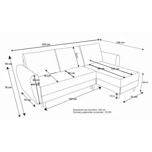 sofa narożna Castello 4x wymiary